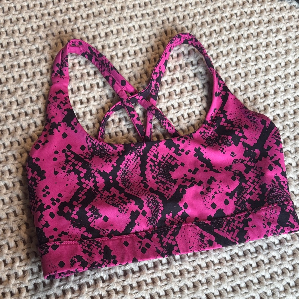 Target Pink and Black Patterned Sports Bra